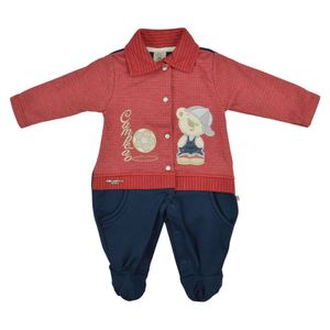 Macacão Suedine  Masculino Bebê Pipoquinhas Campeão