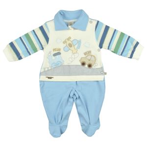 Macacão Suedine Masculino Bebê Pipoquinhas Carrinhos