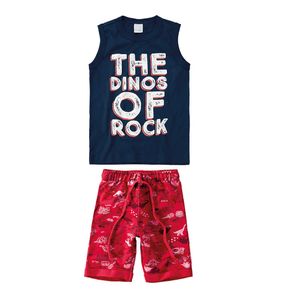 Conjunto Regata Dinossauro e Bermuda Moletom Malwee