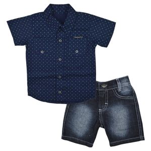 Conjunto Jr Club Camisa e Bermuda Jeans