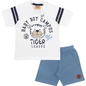 Conjunto Camiseta Tiger e Bermuda Moletom Bebê Rolú