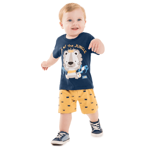 Conjunto Camiseta e Bermuda em Sarja "leão"