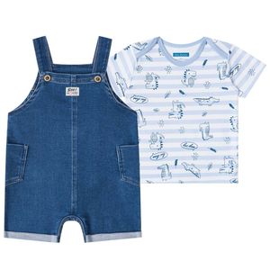 Conjunto Jardineira e Camiseta Masculino Bebê Lucboo