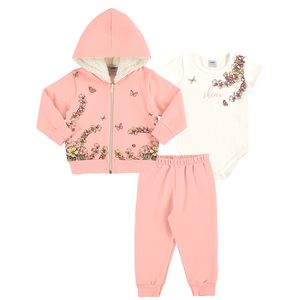 Conjunto Feminino Bebê Jaqueta, Body e Calça Marlan
