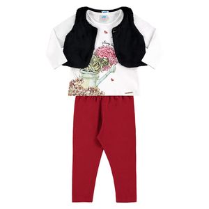 Conjunto Feminino Bebê Colete, Blusa e Legging Marlan