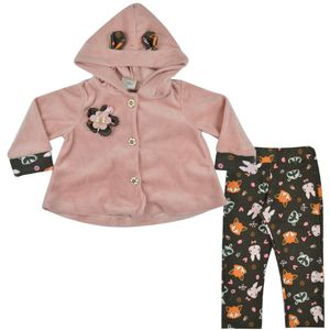 Conjunto Casaco em Plush e Calça Bebê Carol e Dani