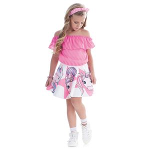 Conjunto Blusa Chiffon e Saia com Shorts Kukiê