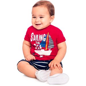 Conjunto Camiseta e Bermuda Masculino Bebê Alakazoo