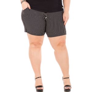Shorts de Viscose Listrada Plus Size