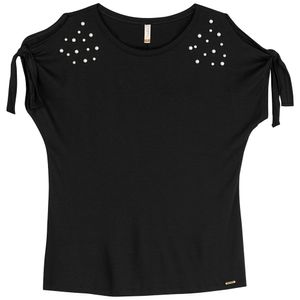Blusa Ombro Vazado com Pérolas Adulto Marialícia