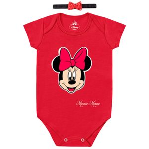 Body Minnie com Tiara em Suedine Penteado