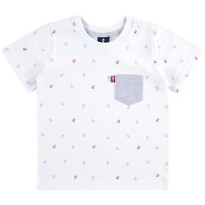 Camiseta Masculina Estampa e Bolso Onda Marinha