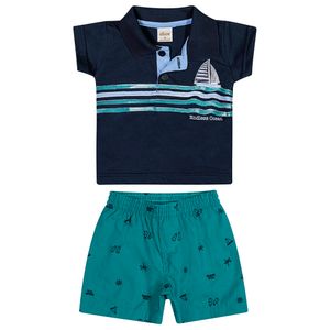 Conjunto Masculino Polo e Bermuda Tricoline Elian