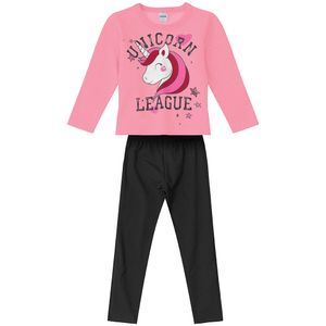 Conjunto Unicórnio Blusão e Calça Feminina Infantil Rovitex