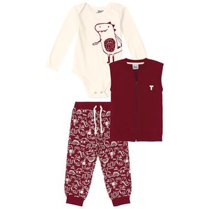 Conjunto Body, Colete e Calça Dinossauro Bebê Trick Nick