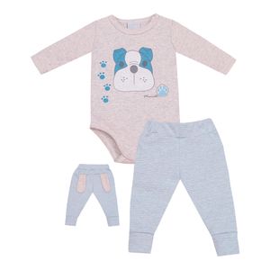 Conjunto Masculino Body Suedine Dog Banana Azul