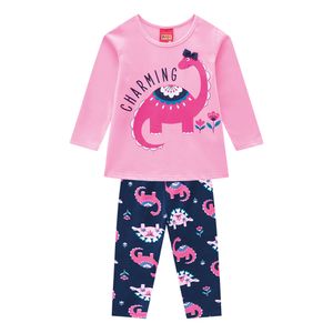 Conjunto Blusa Dino e Calça Feminina Bebê Kyly