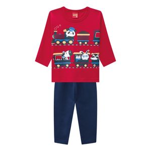 Conjunto Camiseta Trenzinho e Calça Masculino Bebê Kyly