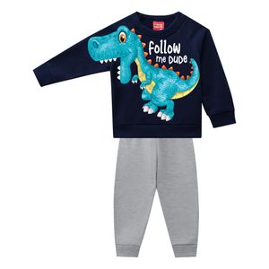 Conjunto Blusão Dinossauro e Calça Masculino Bebê Kyly