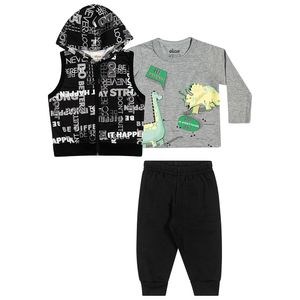 Conjunto Colete, Camiseta e Calça de Menino Bebê Elian