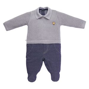 Macacão Tricot Cinza Bebê Fofinho