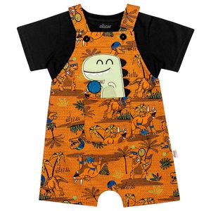 Jardineira e Camiseta Dinossauro Bebê Elian 201073