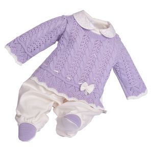 Macacão Tricot Stella Lilás Beth Bebe 9705