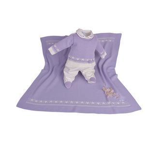 Kit Maternidade Tricot Manta e Macacão Vitória Beth Bebê