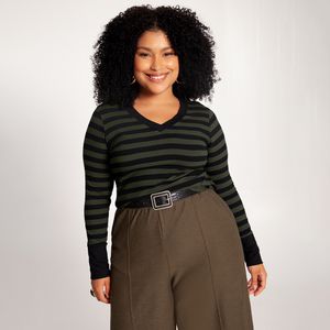 Blusa Listrada Plus Size Feminina Lunender Mais Mulher 66479