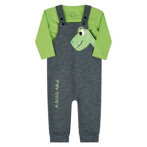 Jardineira e Camiseta Menino Dinossauro Bebê Kamylus 43453