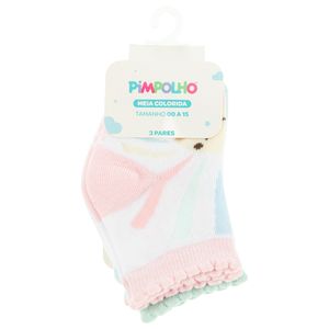 Kit Meia Colorida 3 Pares Feminino Pimpolho 300372
