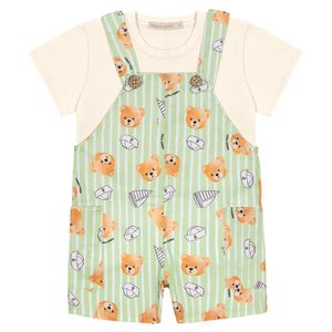 Conjunto Jardineira e Camiseta Masculina Bebê Trick Nick 102223