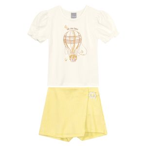 Conjunto Blusa e Shorts Saia Feminino Primeiros Passos Mundi 36124