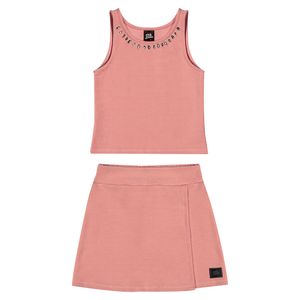 Conjunto Cropped e Saia Feminina Juvenil Pink Soda 61686