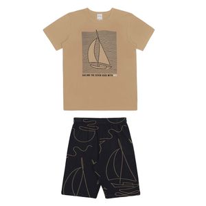Conjunto Camiseta e Bermuda Masculina Infantil Alakazoo 19294