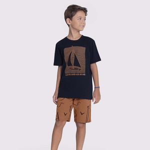 Conjunto Camiseta e Bermuda Masculina Infantil Alakazoo 19294