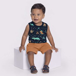 Conjunto Camiseta e Bermuda Masculina Bebê Alakazoo 45354